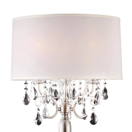 29.5' Tall Metal Table Lamp w/ Silver finish and Crystal Accents, Ivory Shade Default -DTYStore