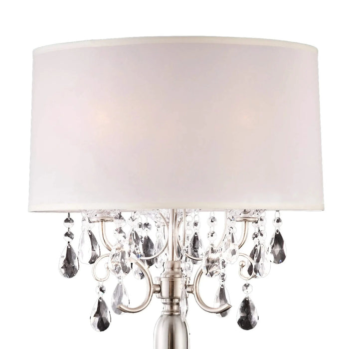 29.5' Tall Metal Table Lamp w/ Silver finish and Crystal Accents, Ivory Shade Default -DTYStore
