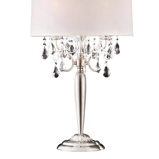 29.5' Tall Metal Table Lamp w/ Silver finish and Crystal Accents, Ivory Shade Default -DTYStore