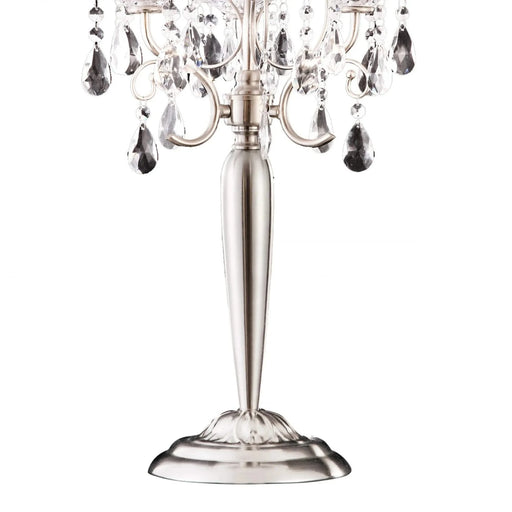 29.5' Tall Metal Table Lamp w/ Silver finish and Crystal Accents, Ivory Shade Default -DTYStore