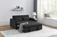 55" Modern Convertible Sofa Bed with 2 Detachable Arm Pockets, Velvet Loveseat Sofa with Pull Out Bed, 2 Pillows and Living Room Adjustable Backrest, Grid Design Armrests - DTYStore