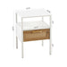 15.75" Rattan End table with drawer, Modern nightstand, metal legs,side table for living room, bedroom,white(1 pc) - DTYStore