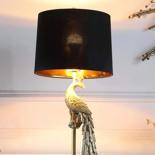 29' In Modern Elegance Golden Peacock On A Pedestal Polyresin Table Lamp Default -DTYStore