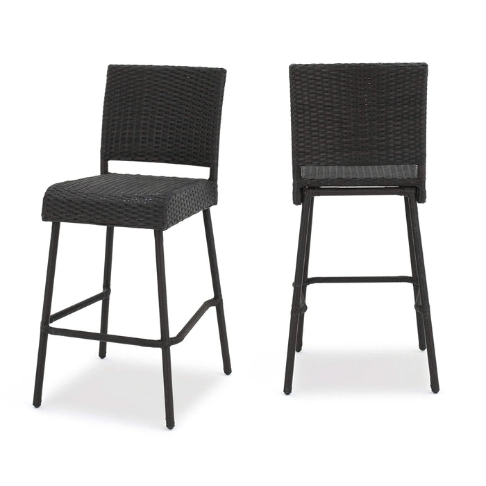 29' Outdoors PE Rattan Armless Barstools, Set of 2, Dark Brown Default -DTYStore