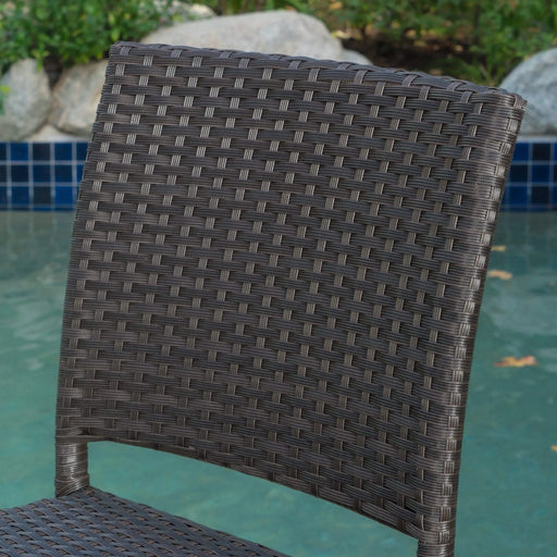 29' Outdoors PE Rattan Armless Barstools, Set of 2, Dark Brown Default -DTYStore