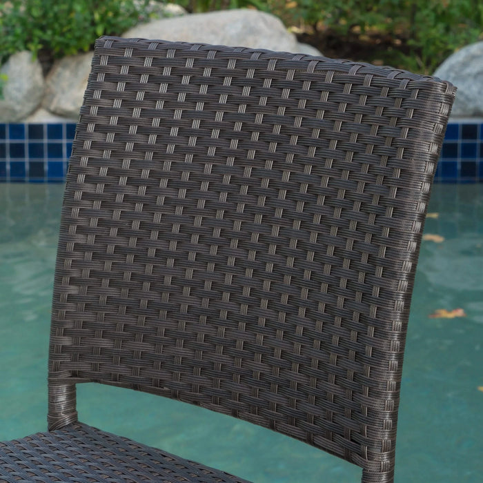 29' Outdoors PE Rattan Armless Barstools, Set of 2, Dark Brown Default -DTYStore