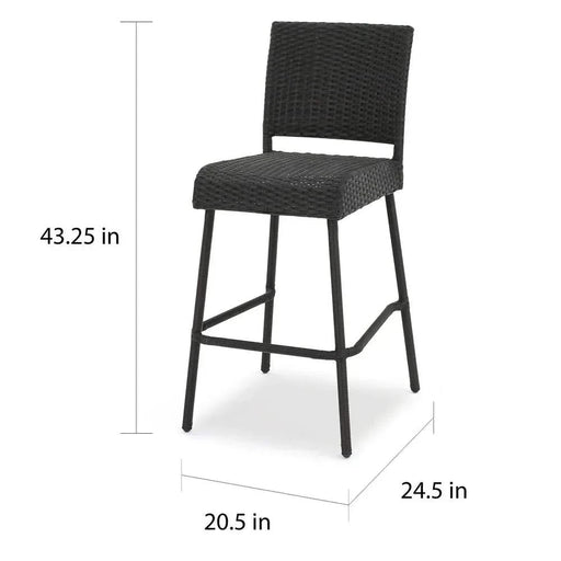 29' Outdoors PE Rattan Armless Barstools, Set of 2, Dark Brown Default -DTYStore