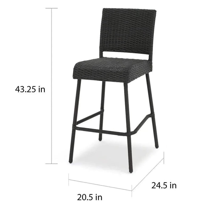 29' Outdoors PE Rattan Armless Barstools, Set of 2, Dark Brown Default -DTYStore