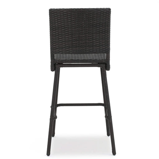 29' Outdoors PE Rattan Armless Barstools, Set of 2, Dark Brown Default -DTYStore