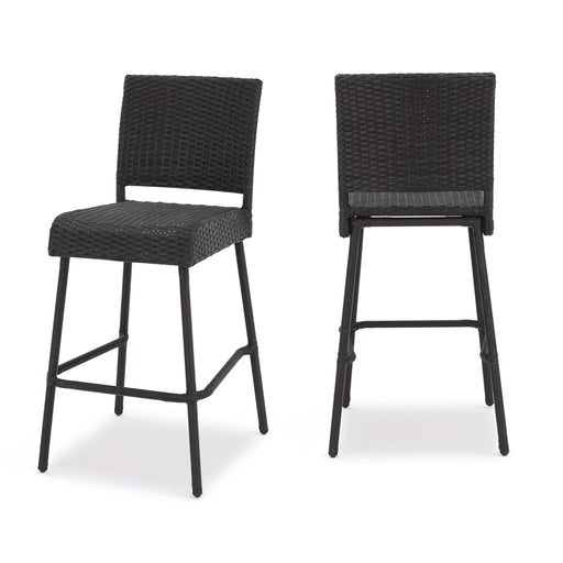 29' Outdoors PE Rattan Armless Barstools, Set of 2, Dark Brown Default -DTYStore