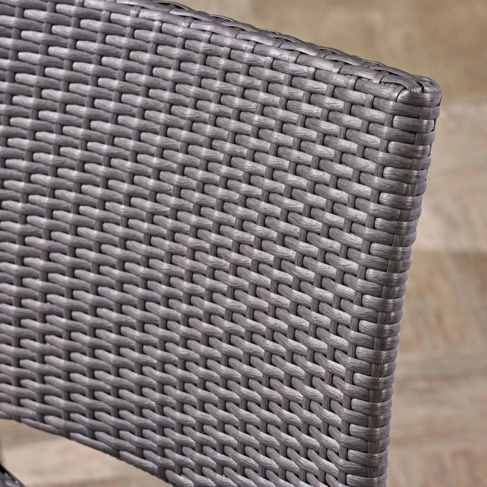 29' Outdoors PE Rattan Armless Barstools, Set of 2, Grey Default -DTYStore