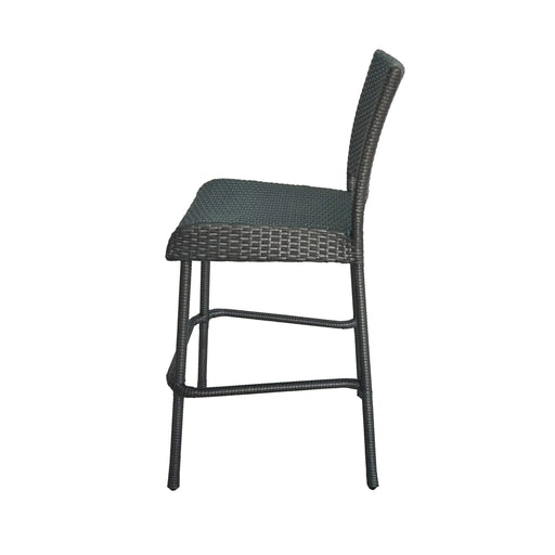 29' Outdoors PE Rattan Armless Barstools, Set of 2, Grey Default -DTYStore