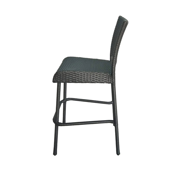 29' Outdoors PE Rattan Armless Barstools, Set of 2, Grey Default -DTYStore