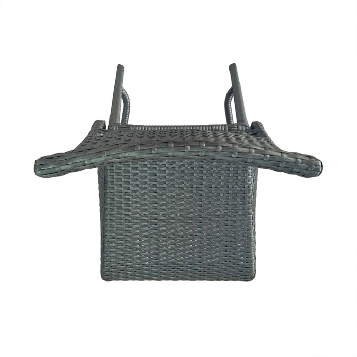 29' Outdoors PE Rattan Armless Barstools, Set of 2, Grey Default -DTYStore