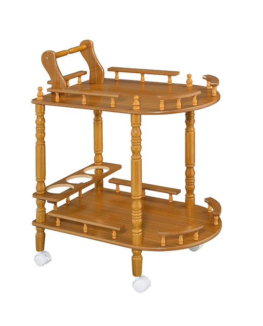 29' Tall 2-Tier Wooden Wine Table with Oak finish Default -DTYStore