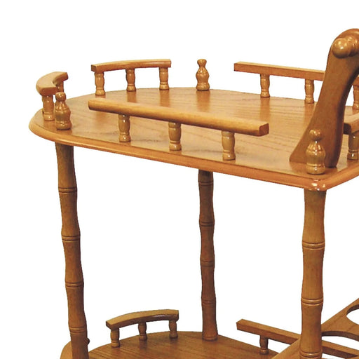 29' Tall 2-Tier Wooden Wine Table with Oak finish Default -DTYStore