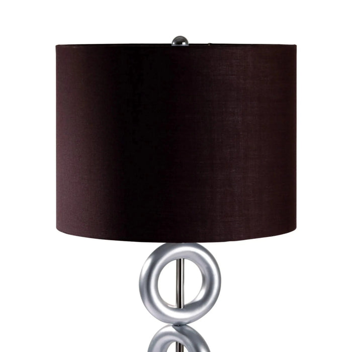 29' Tall Metal Table Lamp with Silver finish, Ring Style, Espresso Round Shade Default -DTYStore