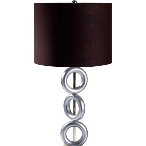 29' Tall Metal Table Lamp with Silver finish, Ring Style, Espresso Round Shade Default -DTYStore