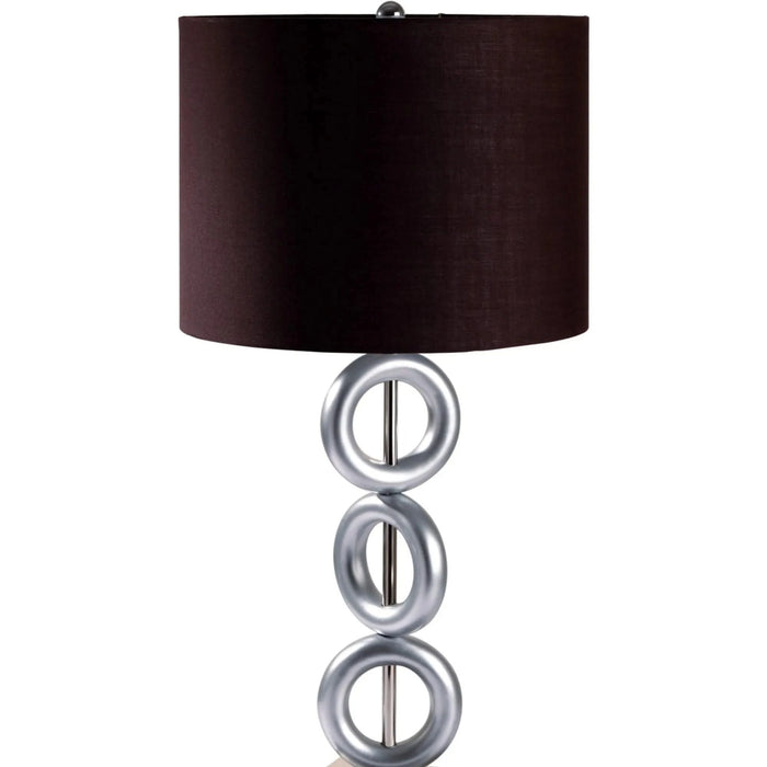 29' Tall Metal Table Lamp with Silver finish, Ring Style, Espresso Round Shade Default -DTYStore