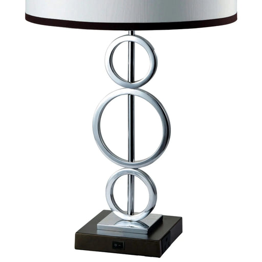 29' Tall Metal Table Lamp with Silver finish, Ring Style, White Round Shade Default -DTYStore