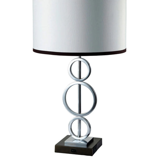 29' Tall Metal Table Lamp with Silver finish, Ring Style, White Round Shade Default -DTYStore