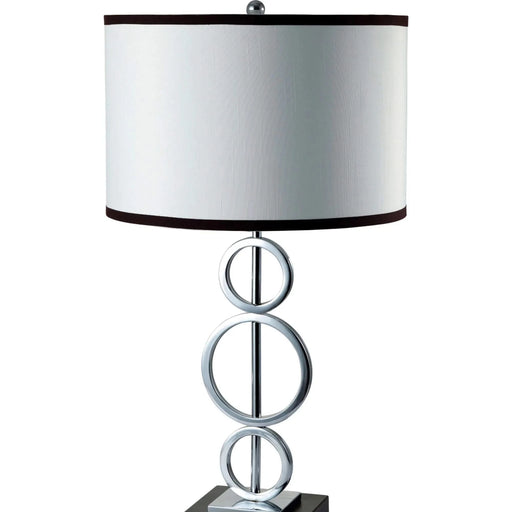 29' Tall Metal Table Lamp with Silver finish, Ring Style, White Round Shade Default -DTYStore