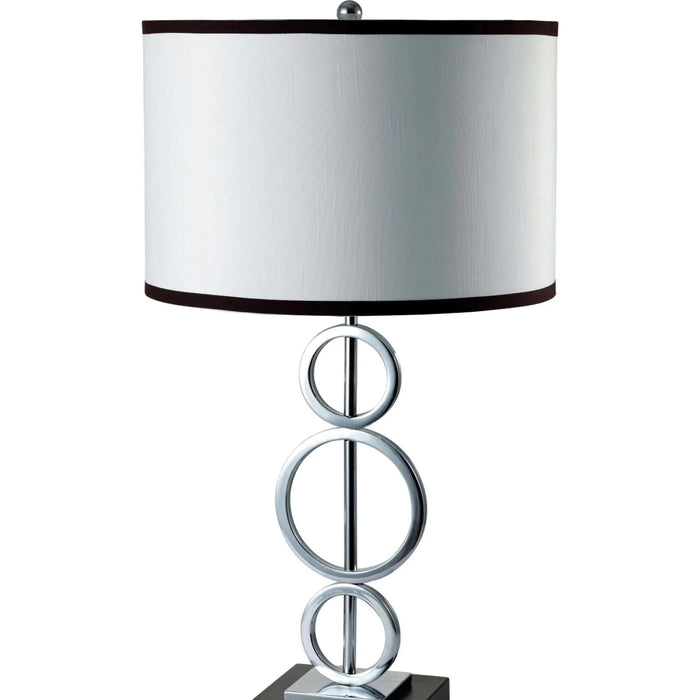 29' Tall Metal Table Lamp with Silver finish, Ring Style, White Round Shade Default -DTYStore