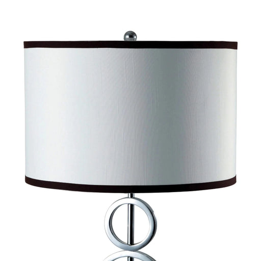 29' Tall Metal Table Lamp with Silver finish, Ring Style, White Round Shade Default -DTYStore