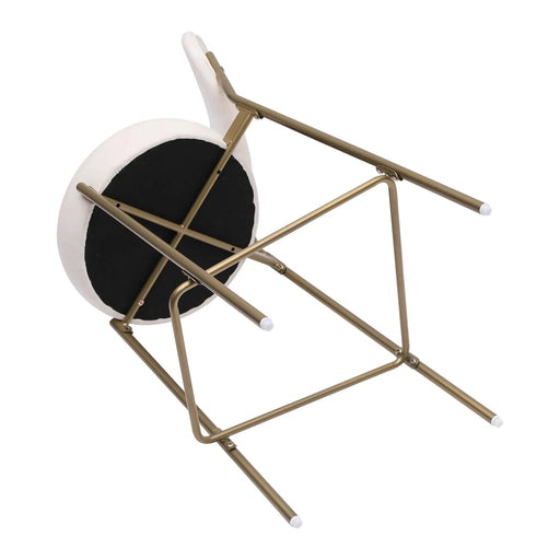 29'' Upholstered Bar Stools Velvet Counter Stool with Backrest & Footrest Set of 2 Round Dining Chairs for Kitchen(Creamy White) Default -DTYStore