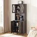 Farmhouse Bar Cabinet for Liquor and Glasses, Dining Room Kitchen Cabinet with Wine Rack, Sideboards Buffets Bar Cabinet L26.89''*W15.87''*H67.3'' Charcoal Grey - DTYStore