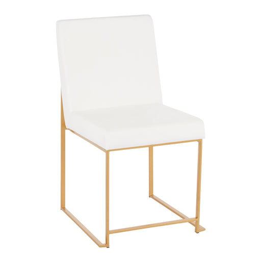 High Back Fuji Contemporary Dining Chair in Gold and White Velvet by LumiSource - Set of 2 - DTYStore