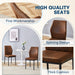 Luxury Simple Chair - Set of 6 Brown Technology Fabric Material High Resilience Dining Chair with Metal Black Leg.The Chair Back Has a Vertical Stripe Design With Smooth And Uniform Lines. - DTYStore