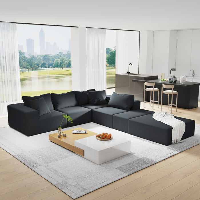 Modern Upholstered Sectional Sofa Couch Set,Modular 132" L Shaped Sectional Living Room Sofa Set With 6 Pillows,Free Combination Sofa Couch for Living Room,Bedroom