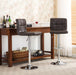 Swivel Faux Leather Adjustable Hydraulic Bar Stool, Set of 2, Brown - DTYStore