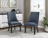 Blue Textured Fabric Upholstered Side Chairs Set of 2, Dark Walnut Finish Wooden Legs Modern Dining Kitchen Furniture - DTYStore