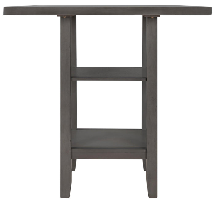 5-Piece Wooden Counter Height Dining Set with Padded Chairs and Storage Shelving - DTYStore