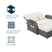 PE Wicker Rattan Double Chaise Lounge, 2-Person Reclining Daybed with Adjustable Back and Cushions, Free Furniture Protection Cover, White - DTYStore