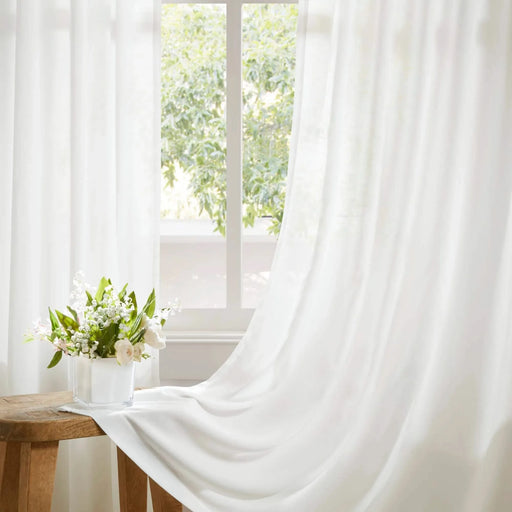 2 PCS 52x120' Rod Pocket with Back Tab Privacy Curtain Pair White Default -DTYStore