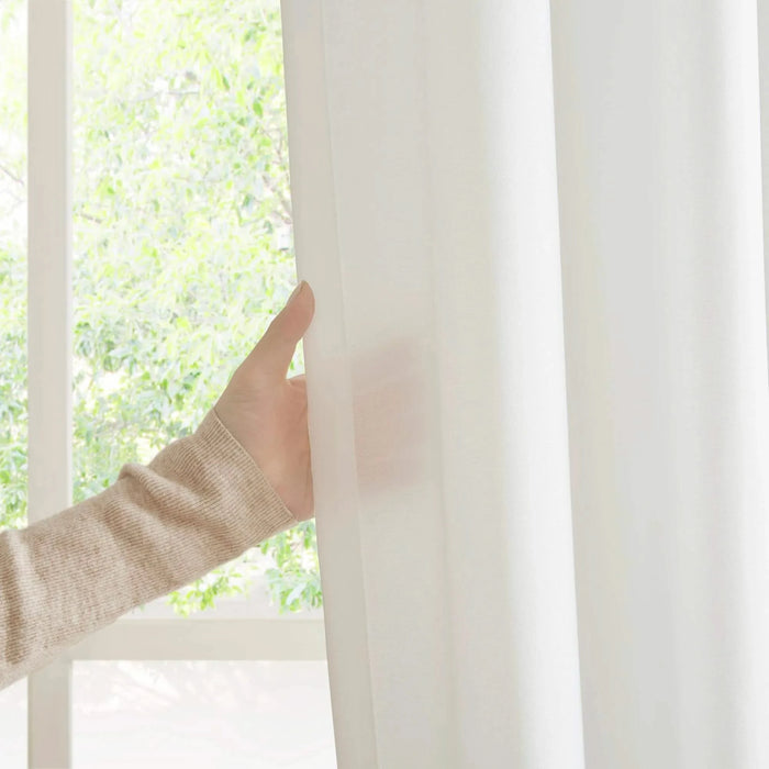 2 PCS 52x120' Rod Pocket with Back Tab Privacy Curtain Pair White Default -DTYStore