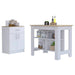 2 Piece Kitchen Set, Kitchen Island + Pantry Cabinet , White /Light Oak Default -DTYStore