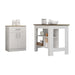 2 Piece Kitchen Set, Kitchen Island + Pantry Cabinet , White /Walnut /Light Oak Default -DTYStore