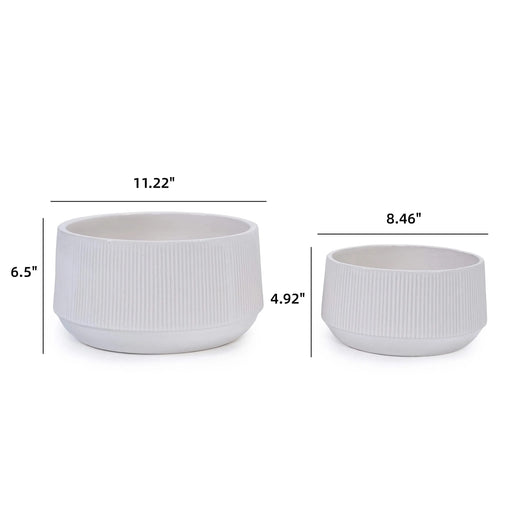 2 Pieces Ceramic Flowerpot, Modern Planter for Patio, Garden or Windowsills - Gloss White Default -DTYStore
