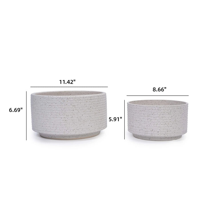 2 Pieces Ceramic Flowerpot, Modern Planter for Patio, Garden or Windowsills - Milk White Default -DTYStore