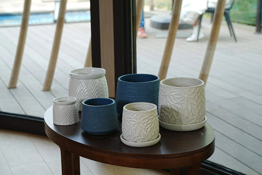 2 Pieces Ceramic Planter Pot, Modern Indoor Outdoor Flowerpot for Patio, Garden, or Windowsills - Gloss White Default -DTYStore