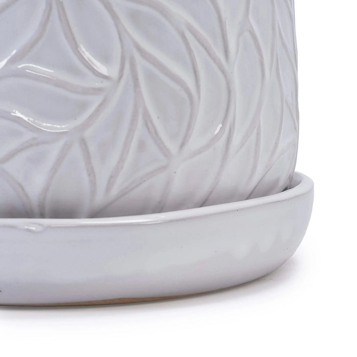 2 Pieces Ceramic Planter Pot, Modern Indoor Outdoor Flowerpot for Patio, Garden, or Windowsills - Gloss White Default -DTYStore