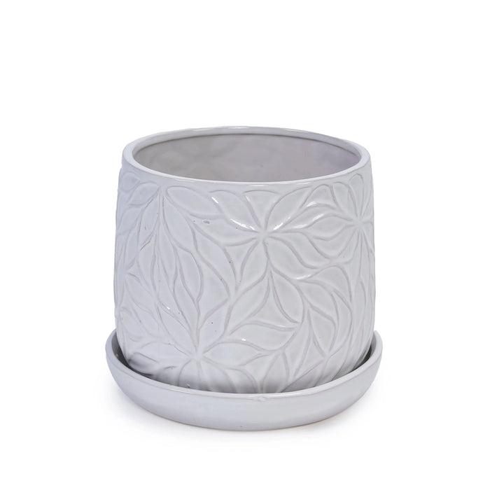2 Pieces Ceramic Planter Pot, Modern Indoor Outdoor Flowerpot for Patio, Garden, or Windowsills - Gloss White - DTY Store