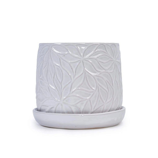 2 Pieces Ceramic Planter Pot, Modern Indoor Outdoor Flowerpot for Patio, Garden, or Windowsills - Gloss White Default -DTYStore