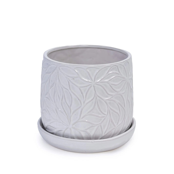 2 Pieces Ceramic Planter Pot, Modern Indoor Outdoor Flowerpot for Patio, Garden, or Windowsills - Gloss White Default -DTYStore