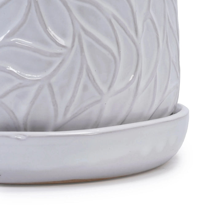 2 Pieces Ceramic Planter Pot, Modern Indoor Outdoor Flowerpot for Patio, Garden, or Windowsills - Gloss White- DTY Store