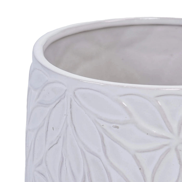 2 Pieces Ceramic Planter Pot, Modern Indoor Outdoor Flowerpot for Patio, Garden, or Windowsills - Gloss White Default -DTYStore